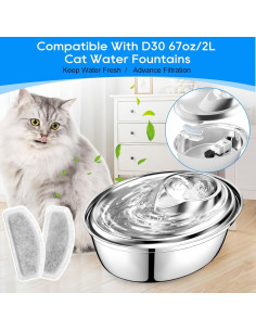 Paquete de 12 Filtros + 6 Esponjas para Fuente de Agua Cunina D30 2