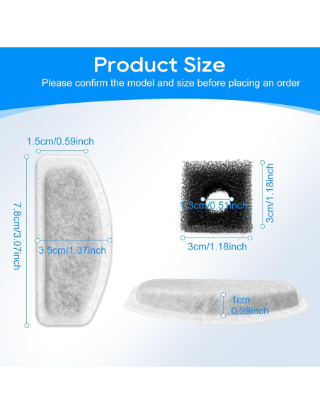 Paquete de 12 Filtros + 6 Esponjas para Fuente de Agua Cunina D30