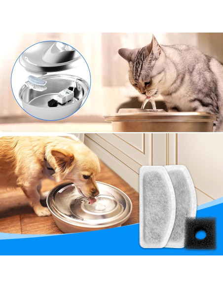 Paquete de 12 Filtros + 6 Esponjas para Fuente de Agua Cunina D30