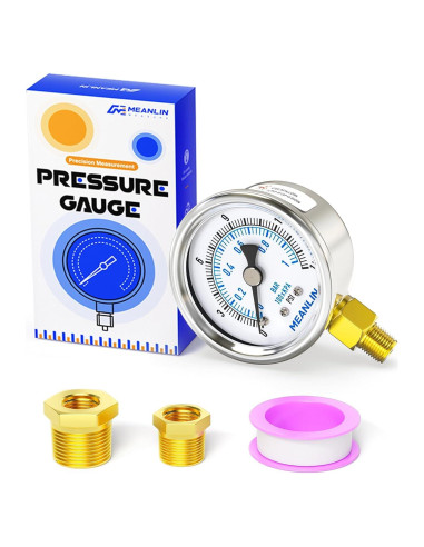 Manómetro de Presión Seco MEANLIN 0-15Psi Acero Inoxidable