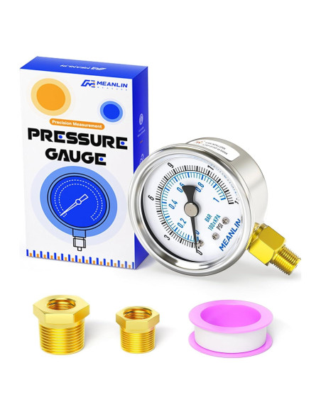 Manómetro de Presión Seco MEANLIN 0-15Psi Acero Inoxidable