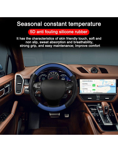 Cubierta de Volante Mandark 38cm Cuero Antideslizante Negro/Azul