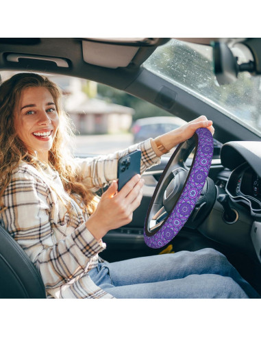 Cubierta de Volante Neopreno SISROW 15" Mandala Púrpura