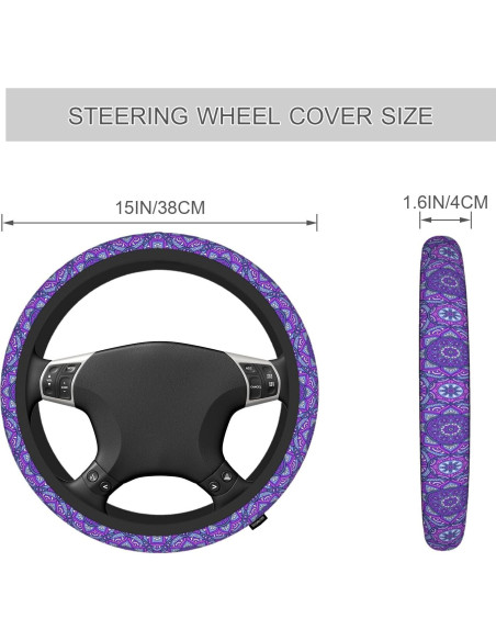 Cubierta de Volante Neopreno SISROW 15" Mandala Púrpura