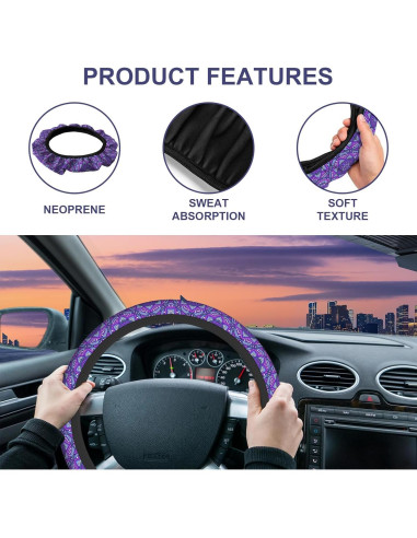 Cubierta de Volante Neopreno SISROW 15" Mandala Púrpura