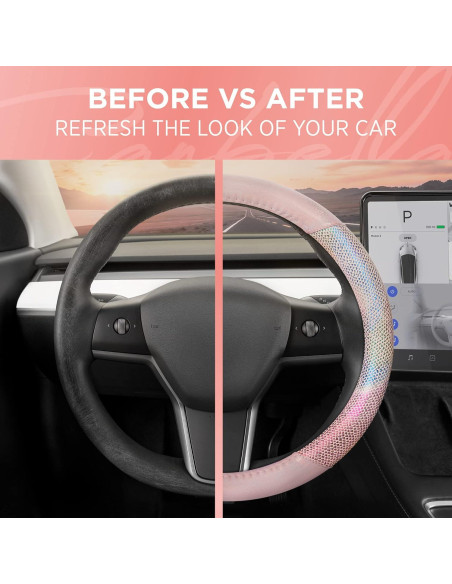 Cubierta de Volante Arcoíris Carbella 15" Multicolor para Auto