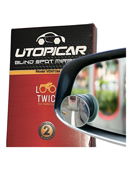 Espejo Retrovisor Convexo Utopicar VENTOM - Punto Ciego (Paquete de 2)