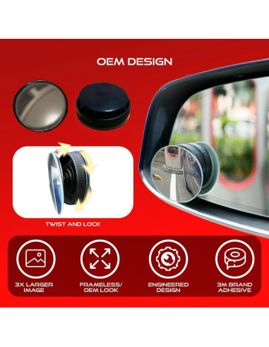 Espejo Retrovisor Convexo Utopicar VENTOM - Punto Ciego (Paquete de 2)