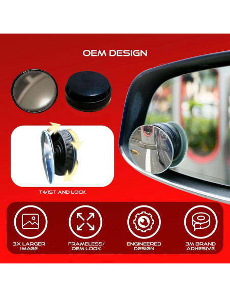 Espejo Retrovisor Convexo Utopicar VENTOM - Punto Ciego (Paquete de 2)