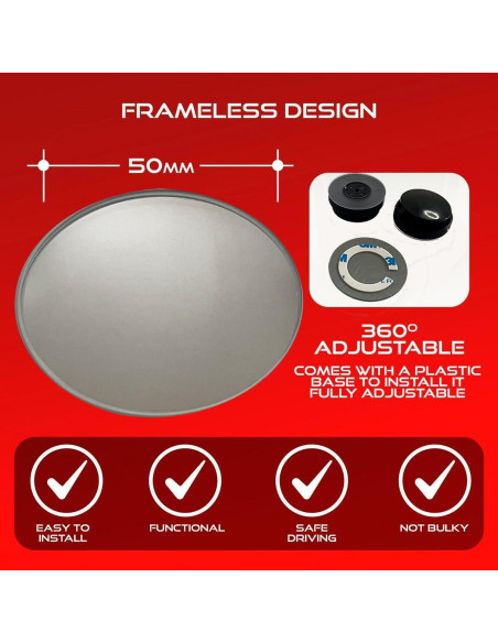 Espejo Retrovisor Convexo Utopicar VENTOM - Punto Ciego (Paquete de 2)