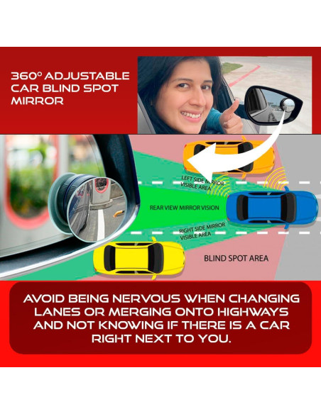 Espejo Retrovisor Convexo Utopicar VENTOM - Punto Ciego (Paquete de 2)