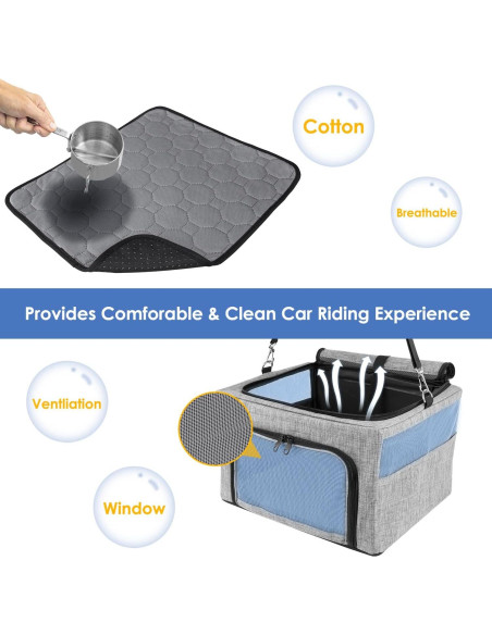 Asiento de Coche para Perros SlowTon con Almohadilla Acolchada