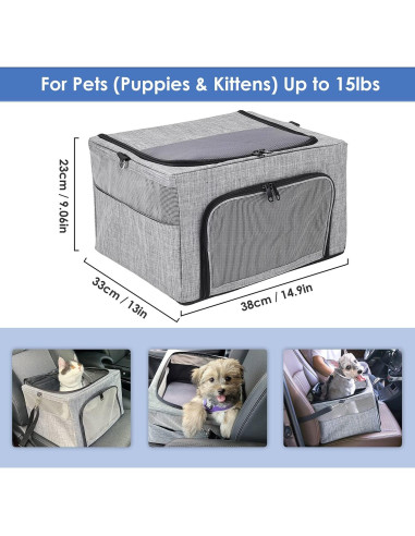 Asiento de Coche para Perros SlowTon con Almohadilla Acolchada