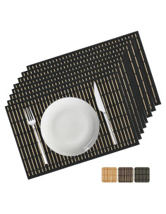 Juego de 8 Manteles de Bambú ANDSTAR 45x30cm Antideslizantes