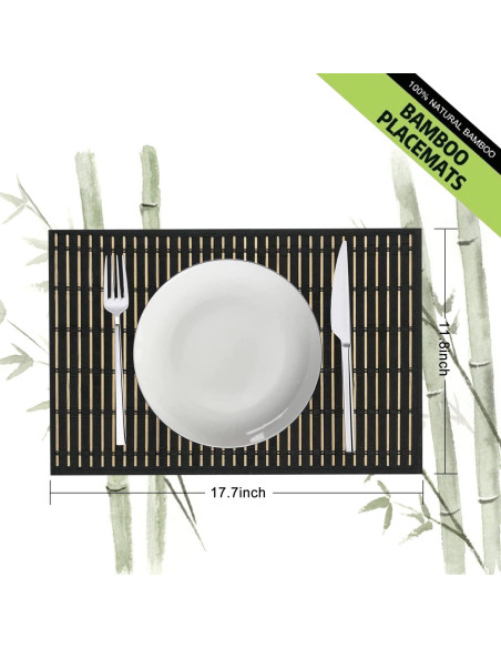 Juego de 8 Manteles de Bambú ANDSTAR 45x30cm Antideslizantes