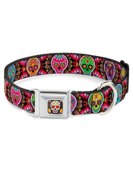 Collar de Perro Buckle-Down Multicolor Calaveras 38-66 cm