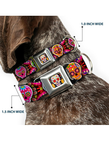 Collar de Perro Buckle-Down Multicolor Calaveras 38-66 cm
