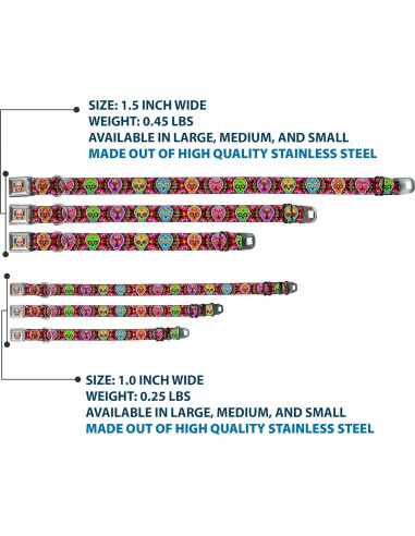 Collar de Perro Buckle-Down Multicolor Calaveras 38-66 cm