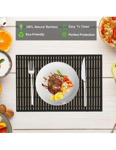 Juego de 8 Manteles de Bambú ANDSTAR 45x30cm Antideslizantes