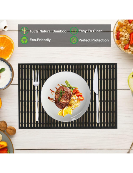 Juego de 8 Manteles de Bambú ANDSTAR 45x30cm Antideslizantes