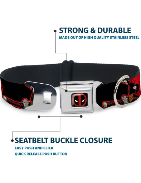 Collar para Perro Marvel Deadpool con Hebilla de Seguridad 24.1-33 cm