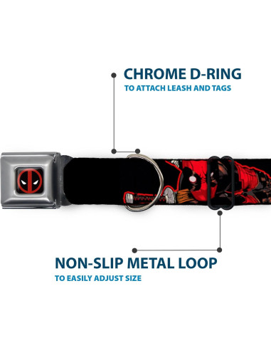 Collar para Perro Marvel Deadpool con Hebilla de Seguridad 24.1-33 cm