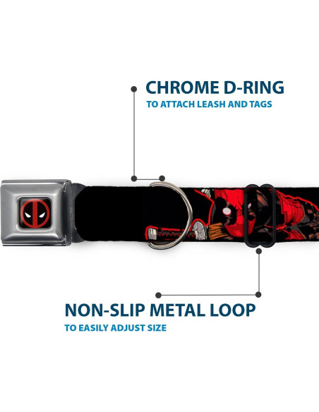 Collar para Perro Marvel Deadpool con Hebilla de Seguridad 24.1-33 cm
