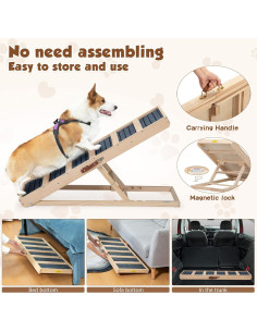Rampa Plegable para Perros COZIWOW 96 cm Madera 4 Alturas 2