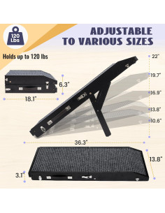 Rampa Plegable para Perros Niubya, 5 Alturas Ajustables 92.2 cm 2