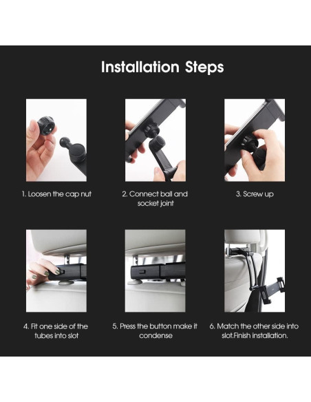 Soporte de Tablet para Reposacabezas HouDeOS Ajustable 5.5-12.9"