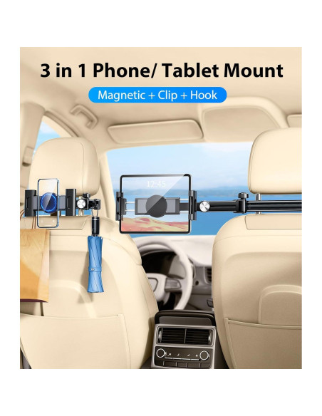 Soporte para Tablet HIYJEN 3 en 1 Ajustable para Coche Negro