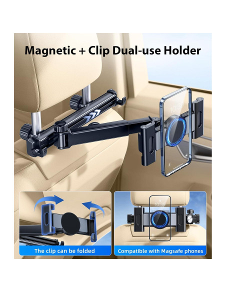 Soporte para Tablet HIYJEN 3 en 1 Ajustable para Coche Negro