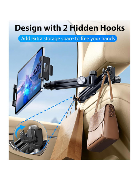 Soporte para Tablet HIYJEN 3 en 1 Ajustable para Coche Negro