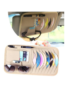 Organizador de Visera de Coche Yumfugu Beige para CDs y Gafas