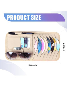 Organizador de Visera de Coche Yumfugu Beige para CDs y Gafas 2