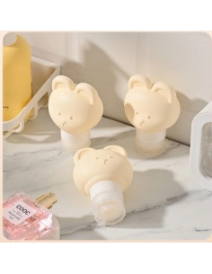 Conjunto de Botellas de Viaje SIFRTOA 3 Pack 80ML Silicona Beige 2