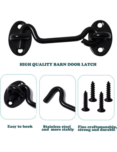 Pestillo de puerta de granero Klurent 10.16 cm metal negro 2 unidades