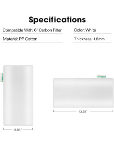 Prefiltro VIVOSUN 6 Pulgadas Algodón Blanco para Filtro Carbón 2
