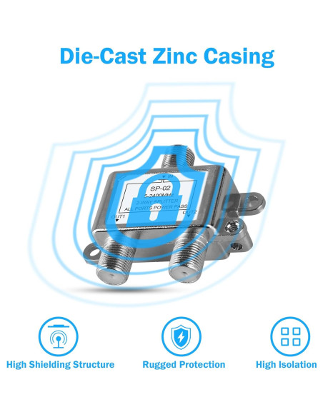 Divisor Coaxial 2 Vías NEWCARE 5-2400MHz para TV e Internet