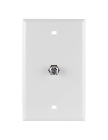 Placa Coaxial GE 1 Puerto Tipo F Montada en Pared Blanca