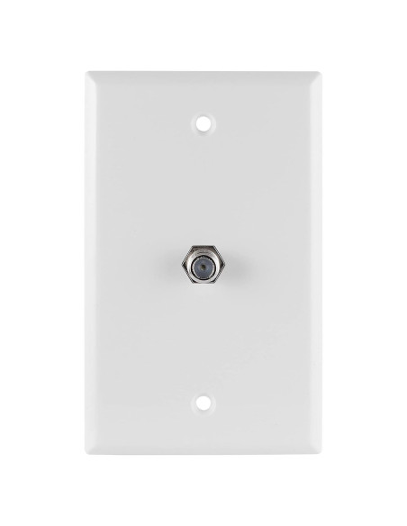 Placa Coaxial GE 1 Puerto Tipo F Montada en Pared Blanca