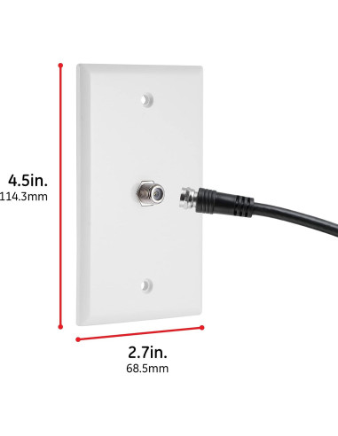 Placa Coaxial GE 1 Puerto Tipo F Montada en Pared Blanca