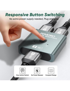 Conmutador HDMI 2 en 1 Femoro N41-01 Ultra HD 4K 60Hz 2