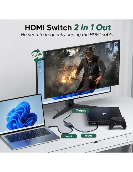 Conmutador HDMI 2 en 1 Femoro N41-01 Ultra HD 4K 60Hz