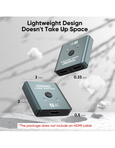 Conmutador HDMI 2 en 1 Femoro N41-01 Ultra HD 4K 60Hz