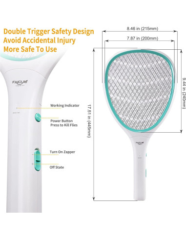 Raqueta Zapper Eléctrica Faicuk 2 Paquete para Insectos