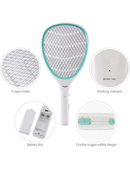 Raqueta Zapper Eléctrica Faicuk 2 Paquete para Insectos