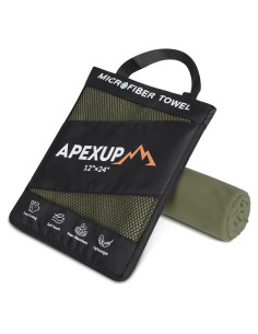 Toalla de Viaje Microfibra APEXUP 61x30.5 cm Verde Militar