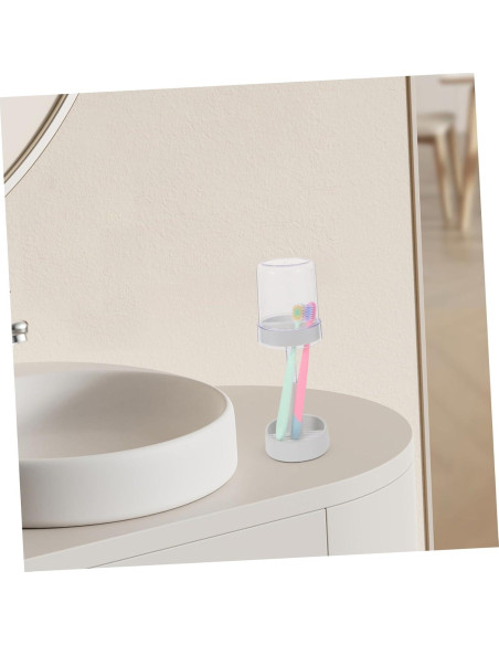 Soporte para Cepillos de Dientes TOPPERFUN con Tapa y Vaso Blanco