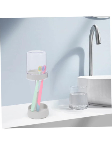 Soporte para Cepillos de Dientes TOPPERFUN con Tapa y Vaso Blanco